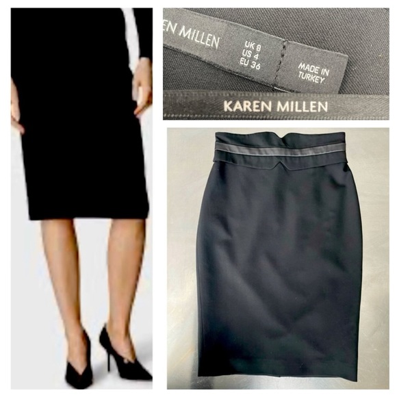 Karen Millen Skirts Karen Millen Wool Leather Pencil Skirt Poshmark